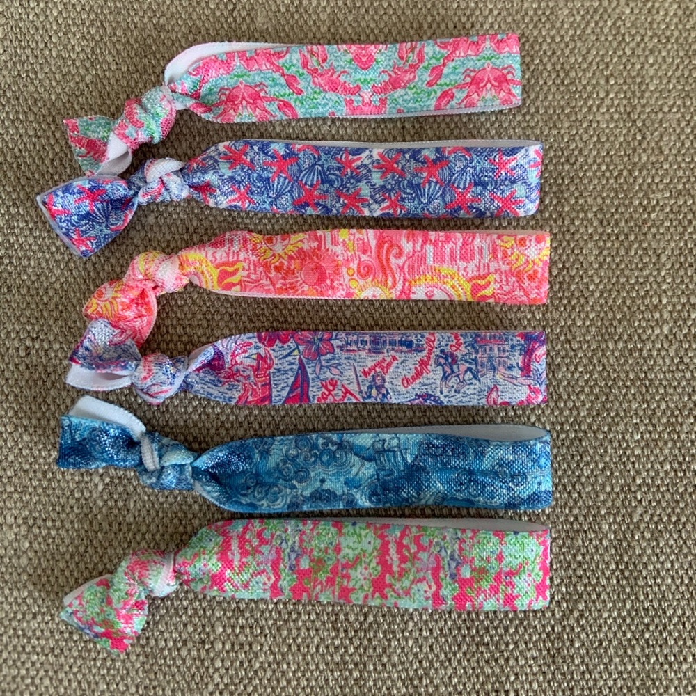 6 Lilly Pulitzer Print Elastic Hair Ties